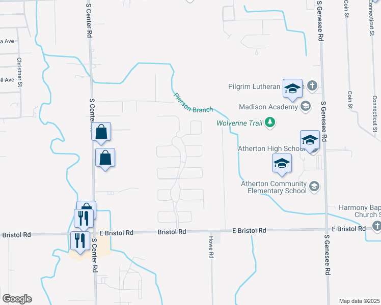 map of restaurants, bars, coffee shops, grocery stores, and more near 4229 Coal Creek in Burton