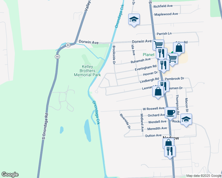 map of restaurants, bars, coffee shops, grocery stores, and more near 102 Bernard Place in Syracuse