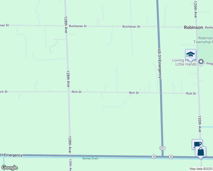 map of restaurants, bars, coffee shops, grocery stores, and more near 11725 125th Avenue in Grand Haven