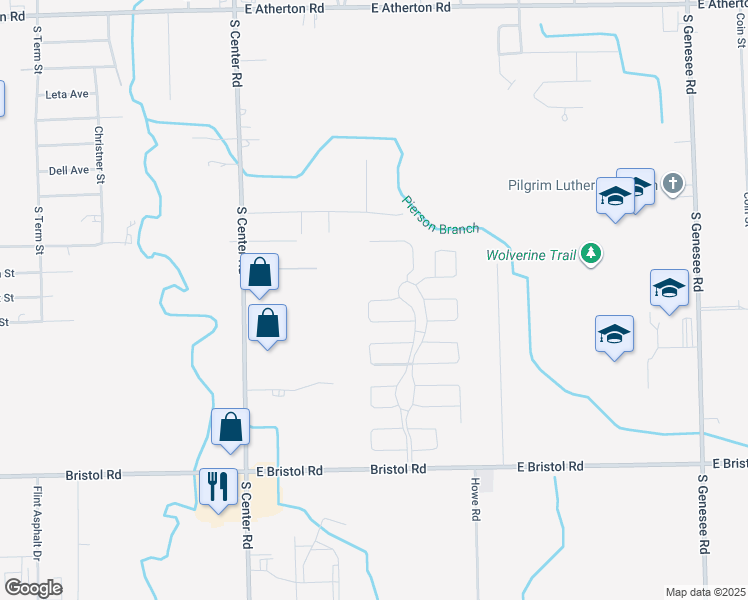 map of restaurants, bars, coffee shops, grocery stores, and more near 3346 Royal Oak in Burton