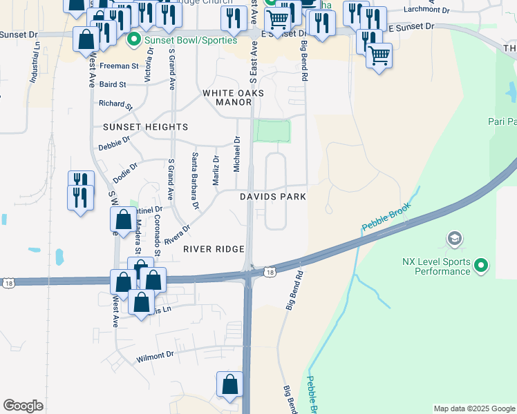 map of restaurants, bars, coffee shops, grocery stores, and more near 2000 Cliff Alex Court South in Waukesha