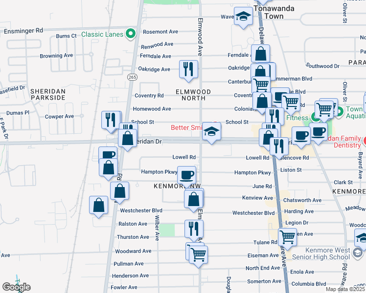 map of restaurants, bars, coffee shops, grocery stores, and more near None in Erie County