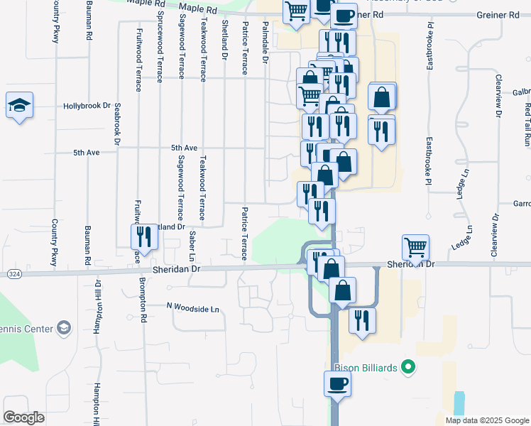 map of restaurants, bars, coffee shops, grocery stores, and more near 397 3rd Avenue in Buffalo