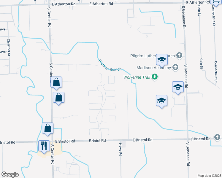map of restaurants, bars, coffee shops, grocery stores, and more near 4229 Sparrow in Burton