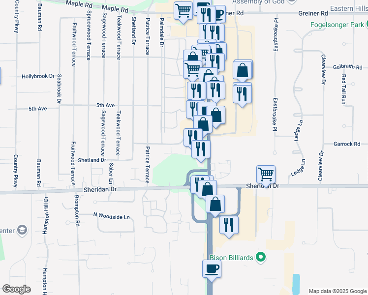 map of restaurants, bars, coffee shops, grocery stores, and more near 465 3rd Avenue in Buffalo