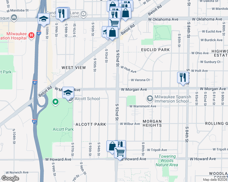 map of restaurants, bars, coffee shops, grocery stores, and more near in Milwaukee