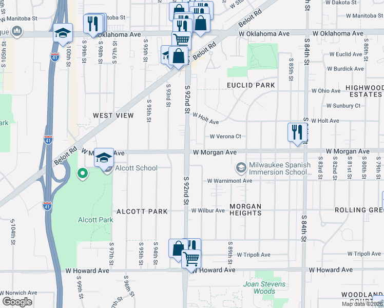map of restaurants, bars, coffee shops, grocery stores, and more near in Milwaukee