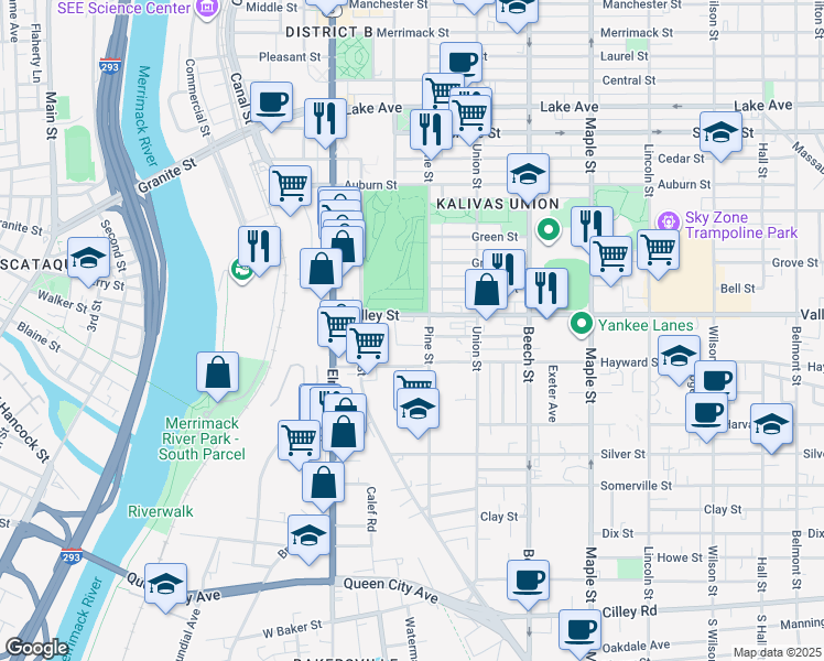 map of restaurants, bars, coffee shops, grocery stores, and more near in Manchester