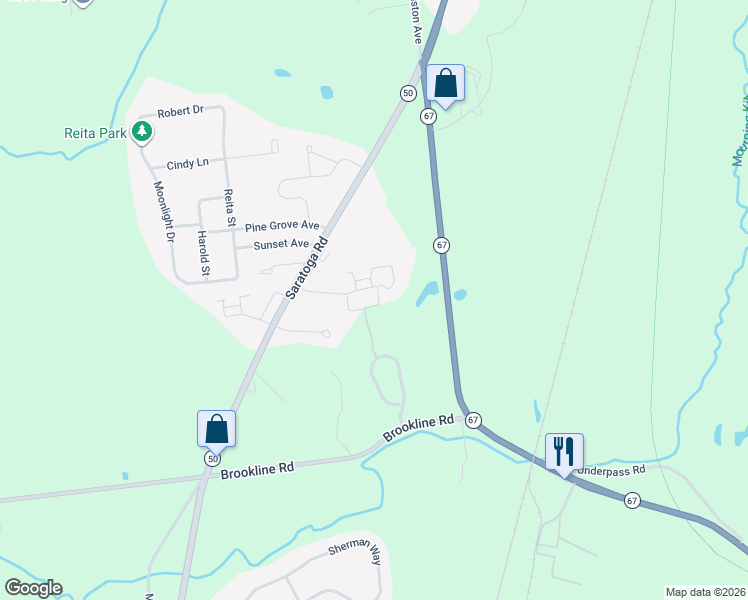 map of restaurants, bars, coffee shops, grocery stores, and more near 14 Rolling Brook Drive in Ballston Spa