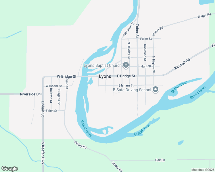 map of restaurants, bars, coffee shops, grocery stores, and more near 204 Prairie Street in Lyons