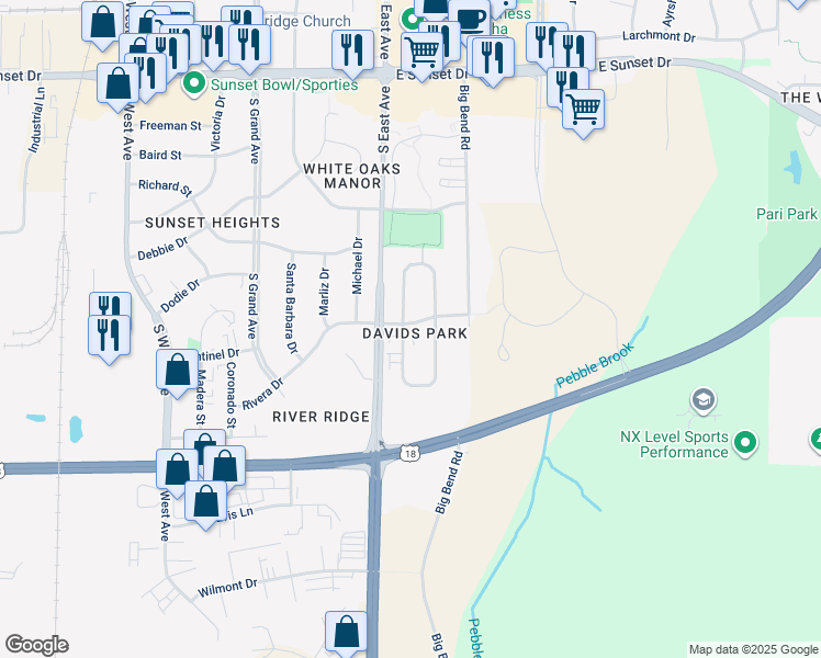 map of restaurants, bars, coffee shops, grocery stores, and more near 2000 Cliff Alex Court South in Waukesha