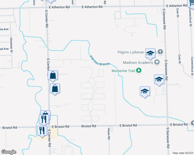 map of restaurants, bars, coffee shops, grocery stores, and more near 4229 Sparrow in Burton