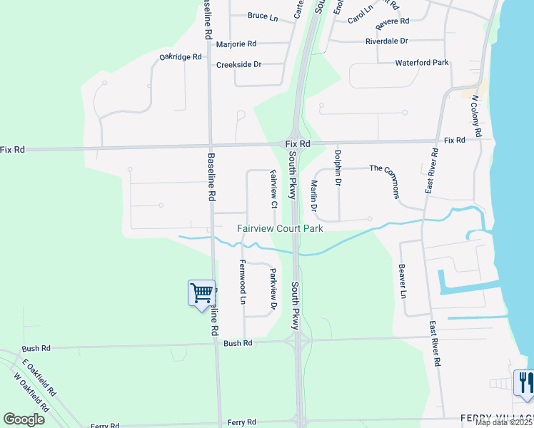 map of restaurants, bars, coffee shops, grocery stores, and more near 17 Fairview Court in Grand Island