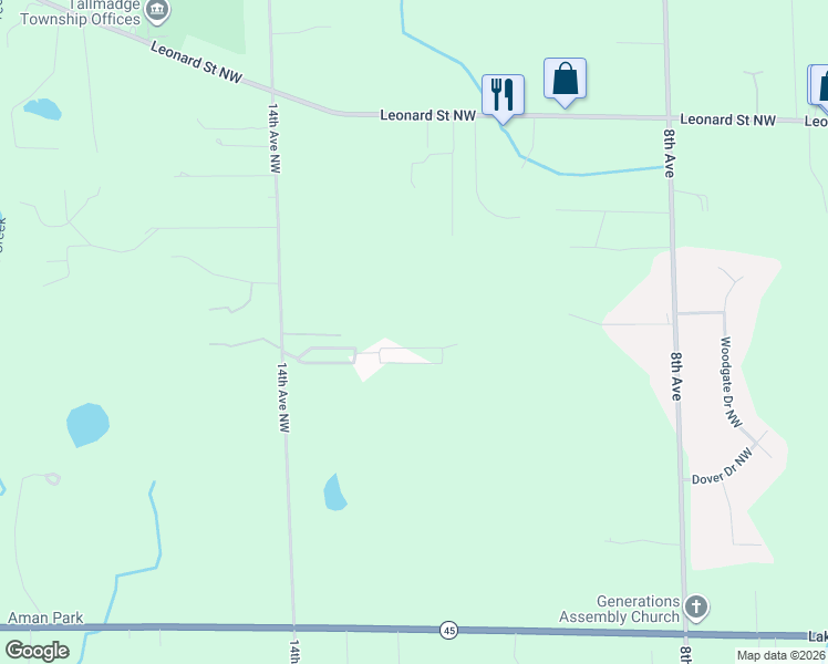 map of restaurants, bars, coffee shops, grocery stores, and more near North White Street Northwest in Grand Rapids