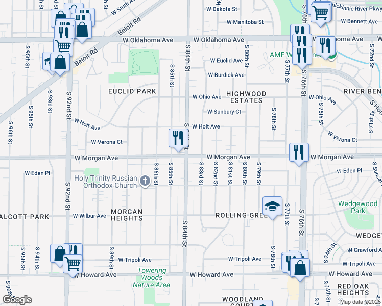 map of restaurants, bars, coffee shops, grocery stores, and more near in Milwaukee