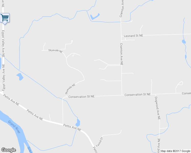 map of restaurants, bars, coffee shops, grocery stores, and more near 925 Cramton Avenue Northeast in Ada