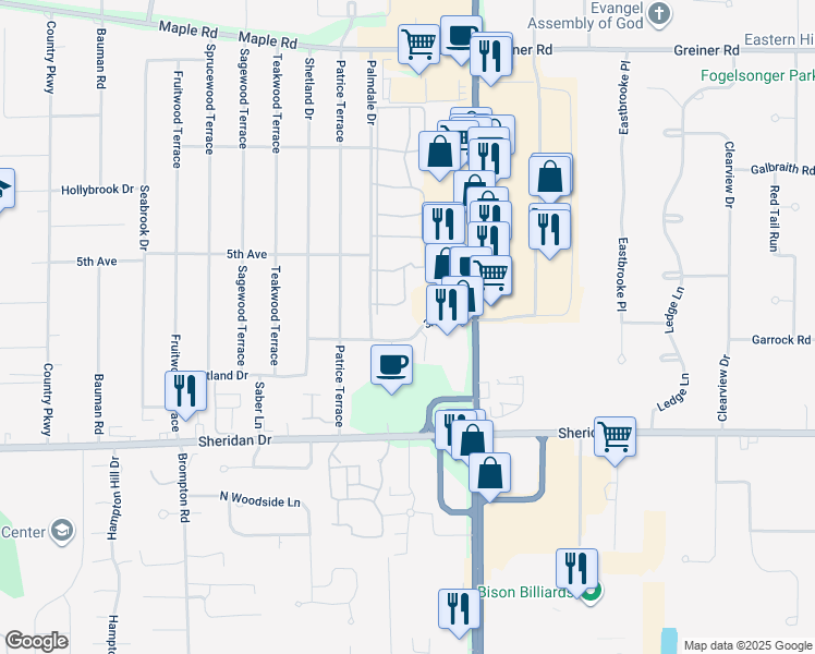 map of restaurants, bars, coffee shops, grocery stores, and more near 465 3rd Avenue in Buffalo