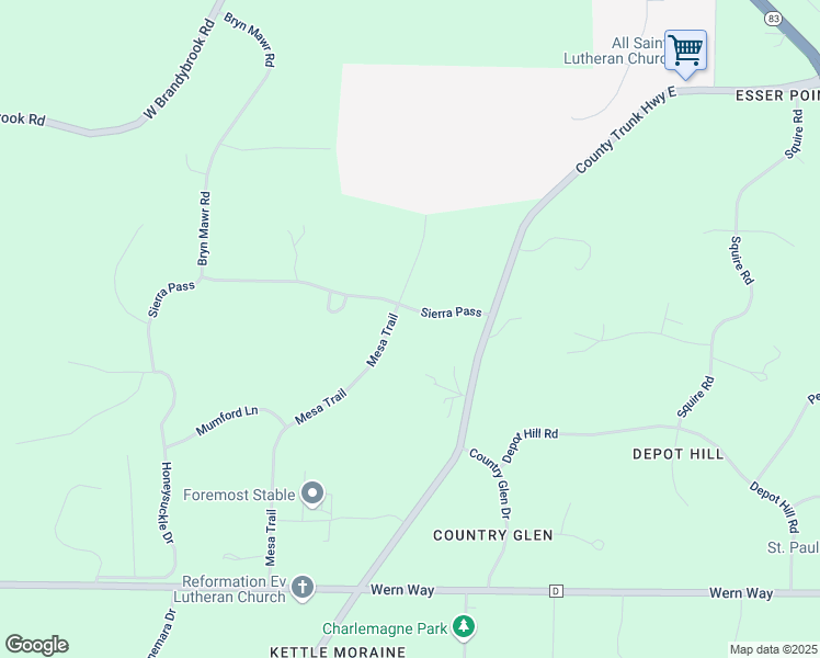 map of restaurants, bars, coffee shops, grocery stores, and more near S34W32585 Sierra Pass in Dousman