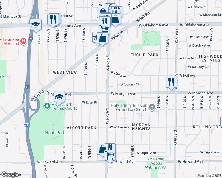 map of restaurants, bars, coffee shops, grocery stores, and more near in Milwaukee