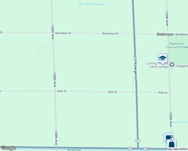 map of restaurants, bars, coffee shops, grocery stores, and more near 11725 125th Avenue in Grand Haven