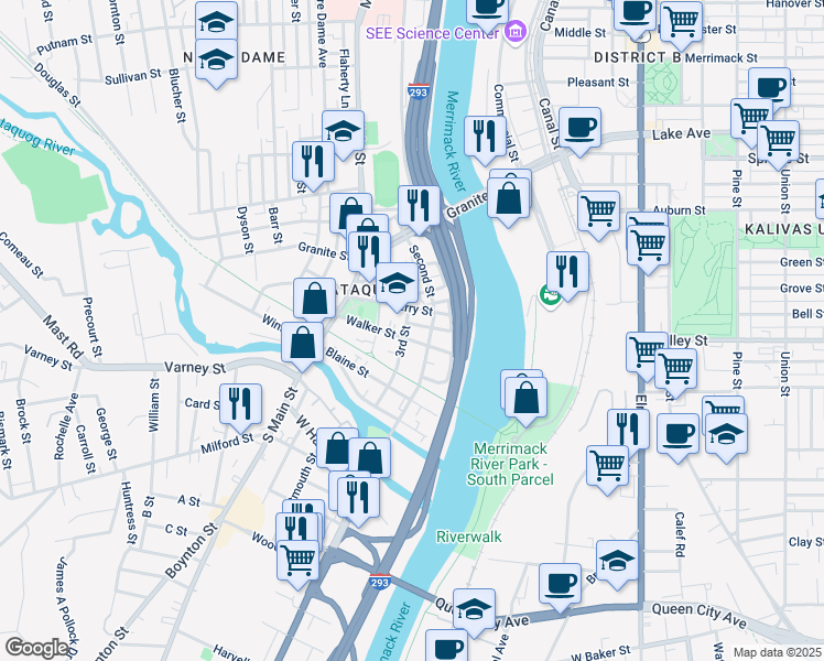 map of restaurants, bars, coffee shops, grocery stores, and more near 118 3rd Street in Manchester