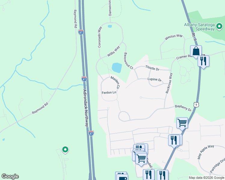 map of restaurants, bars, coffee shops, grocery stores, and more near 2 Maiden Circle in Ballston Spa