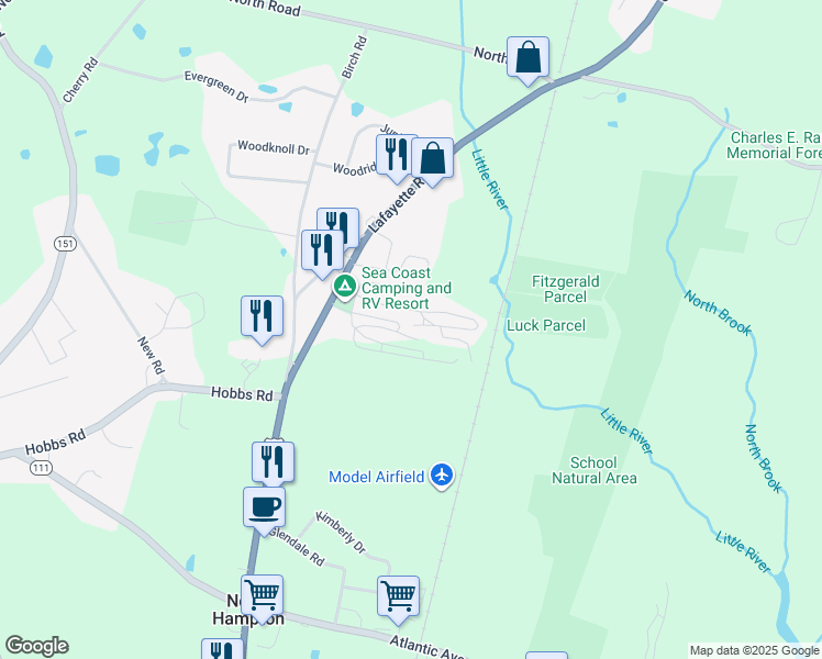 map of restaurants, bars, coffee shops, grocery stores, and more near 26 Sandpiper Path in North Hampton