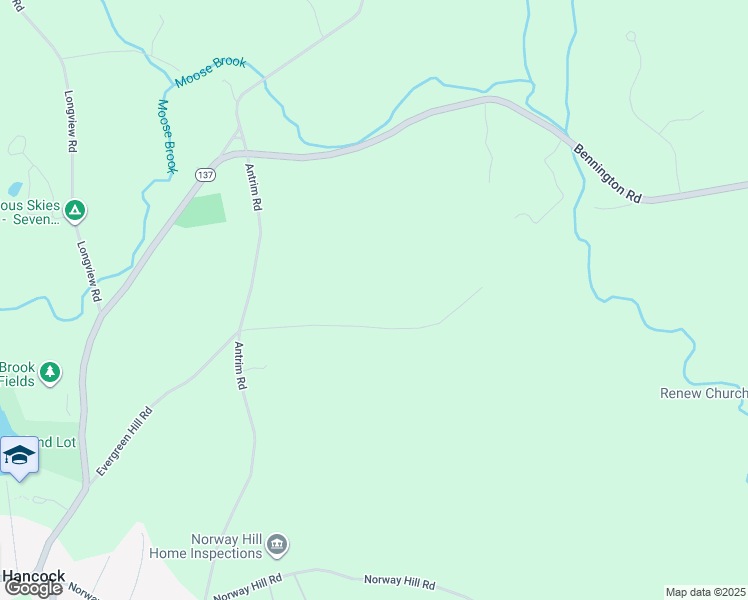 map of restaurants, bars, coffee shops, grocery stores, and more near 25 Knight Farm Road in Hancock