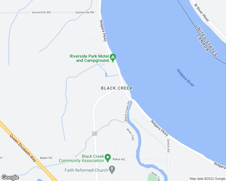 map of restaurants, bars, coffee shops, grocery stores, and more near 1681 Netherby Road in Niagara Falls