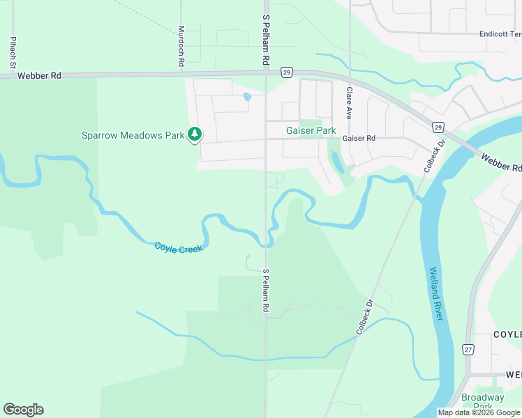 map of restaurants, bars, coffee shops, grocery stores, and more near 201 South Pelham Road in Welland