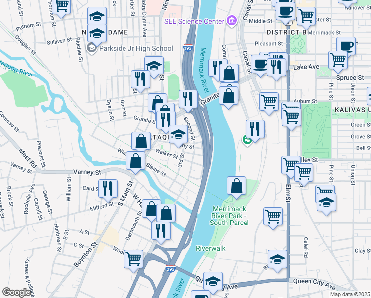 map of restaurants, bars, coffee shops, grocery stores, and more near 46 3rd Street in Manchester