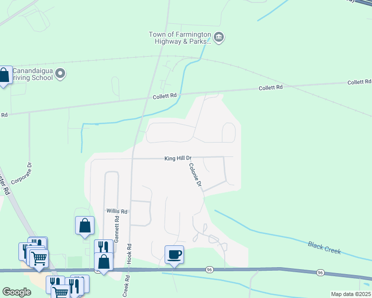 map of restaurants, bars, coffee shops, grocery stores, and more near in Farmington
