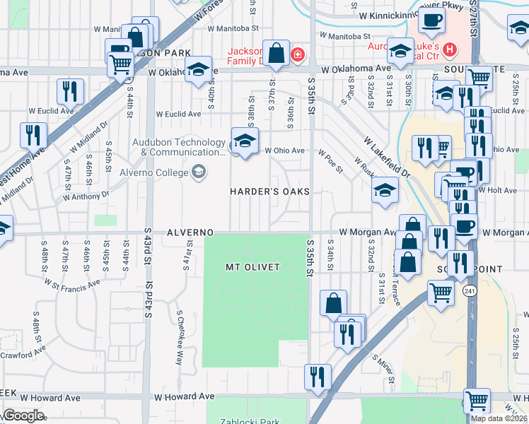 map of restaurants, bars, coffee shops, grocery stores, and more near in Milwaukee