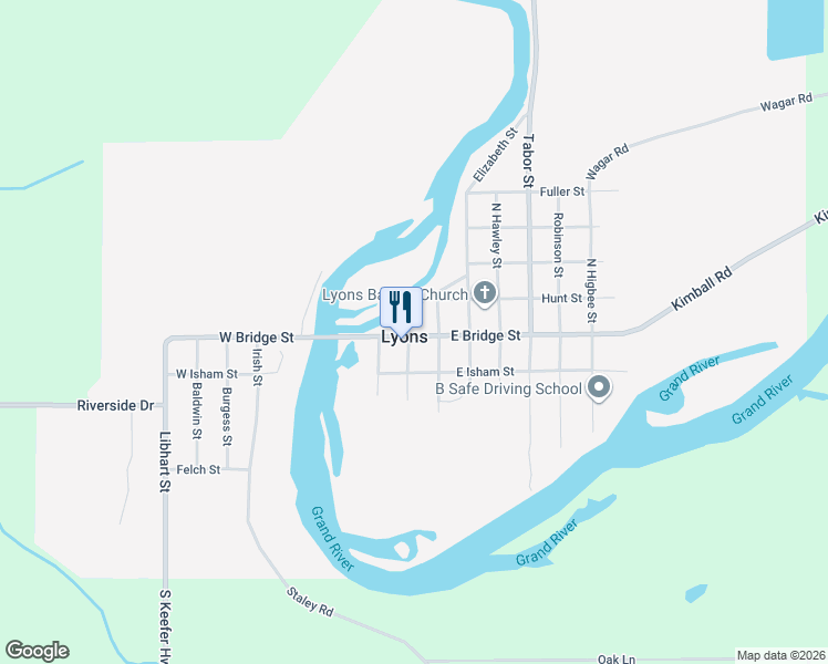 map of restaurants, bars, coffee shops, grocery stores, and more near in Lyons