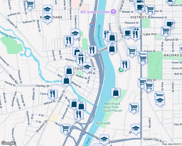 map of restaurants, bars, coffee shops, grocery stores, and more near 46 3rd Street in Manchester