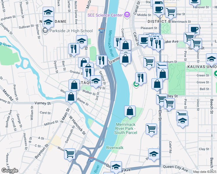 map of restaurants, bars, coffee shops, grocery stores, and more near 16 Bath Street in Manchester