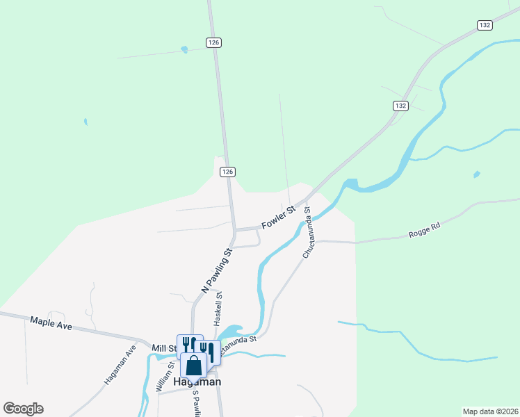 map of restaurants, bars, coffee shops, grocery stores, and more near 19 Fowler Street in Hagaman