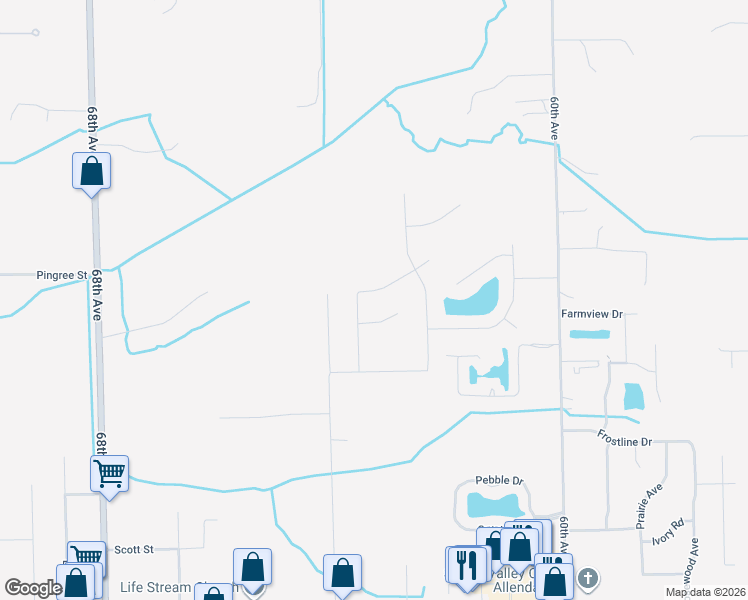 map of restaurants, bars, coffee shops, grocery stores, and more near in Allendale Charter Township