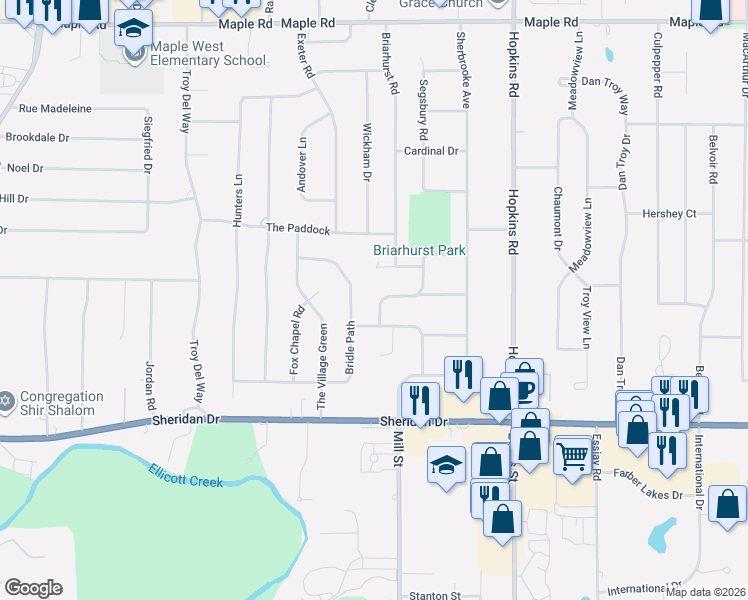 map of restaurants, bars, coffee shops, grocery stores, and more near 24 Heathwood Road in Buffalo