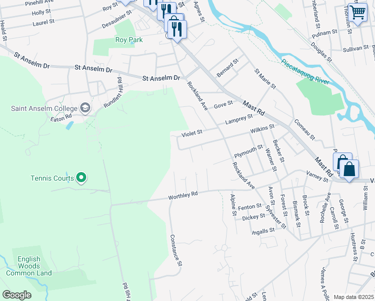 map of restaurants, bars, coffee shops, grocery stores, and more near 41 Wilkins Saint Exd in Bedford