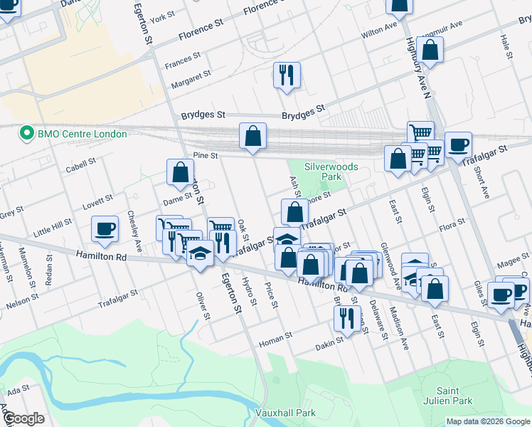 map of restaurants, bars, coffee shops, grocery stores, and more near 79 Elm Street in London