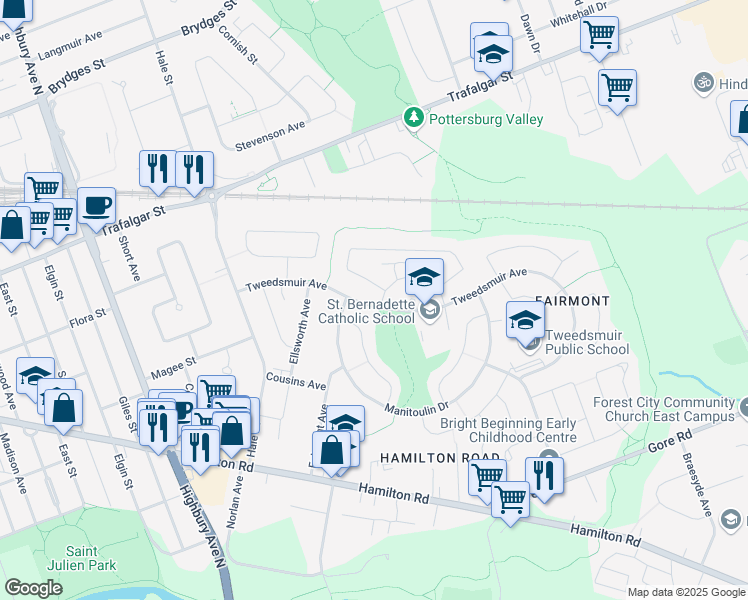 map of restaurants, bars, coffee shops, grocery stores, and more near 2 Court Lane in London