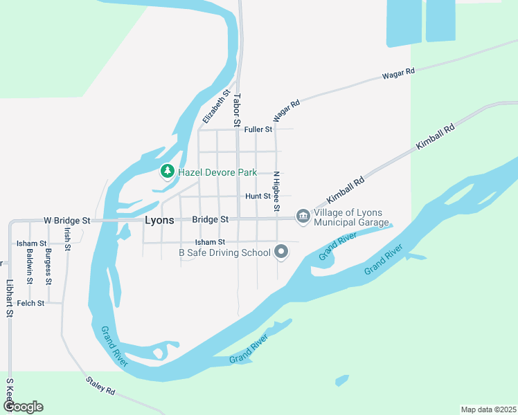 map of restaurants, bars, coffee shops, grocery stores, and more near 451 North Robinson Street in Lyons
