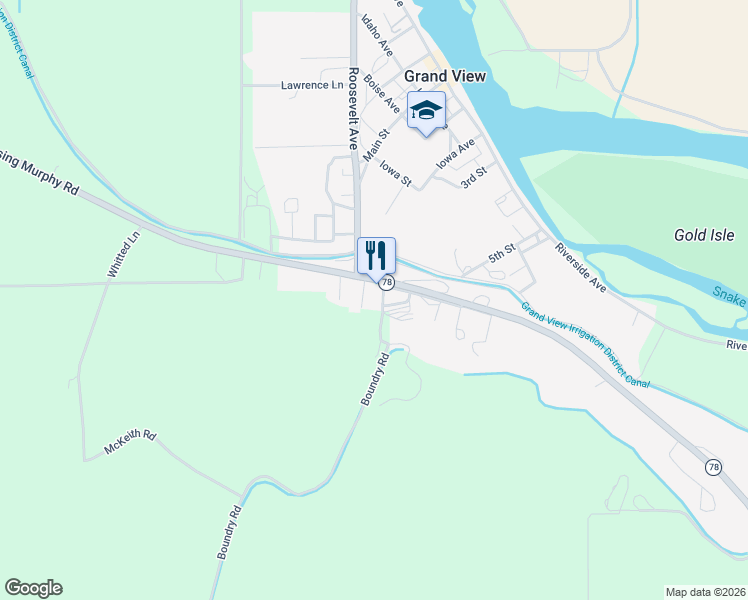 map of restaurants, bars, coffee shops, grocery stores, and more near 226 Johnson Circle in Grand View