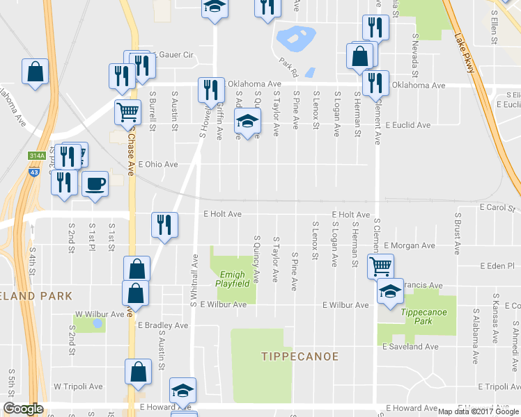 map of restaurants, bars, coffee shops, grocery stores, and more near 600 East Holt Avenue in Milwaukee
