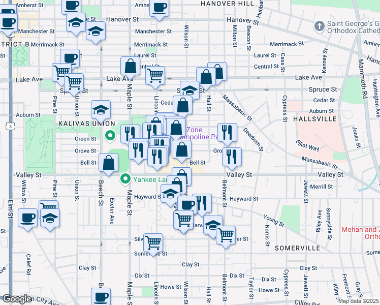 map of restaurants, bars, coffee shops, grocery stores, and more near 331 Wilson Street in Manchester