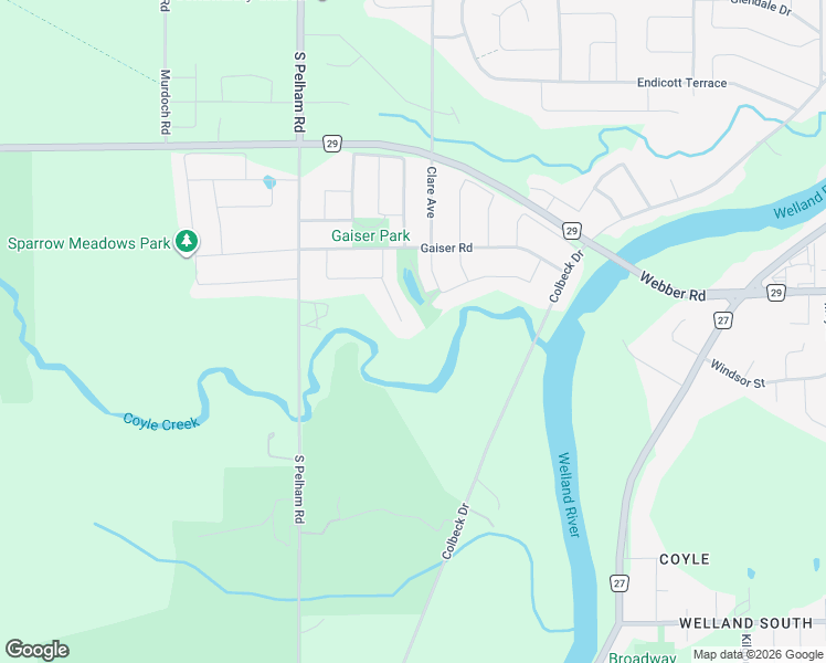 map of restaurants, bars, coffee shops, grocery stores, and more near 118 Coyle Court in Welland