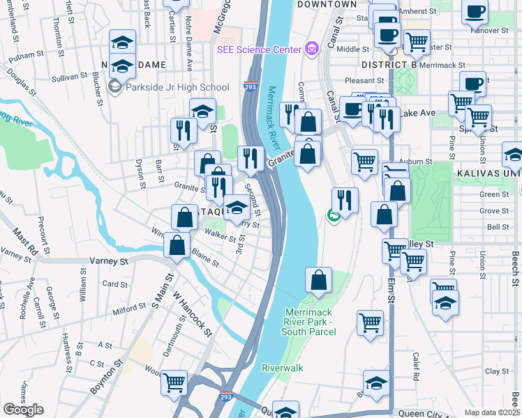 map of restaurants, bars, coffee shops, grocery stores, and more near 16 Bath Street in Manchester