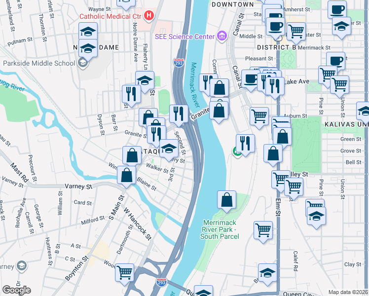 map of restaurants, bars, coffee shops, grocery stores, and more near 16 Bath Street in Manchester