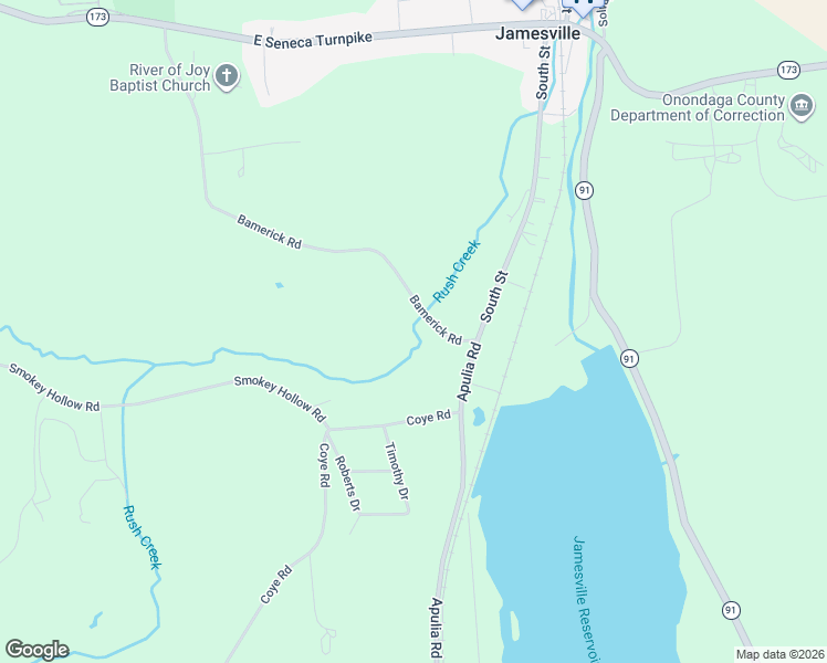 map of restaurants, bars, coffee shops, grocery stores, and more near 6500 East Seneca Turnpike in Jamesville